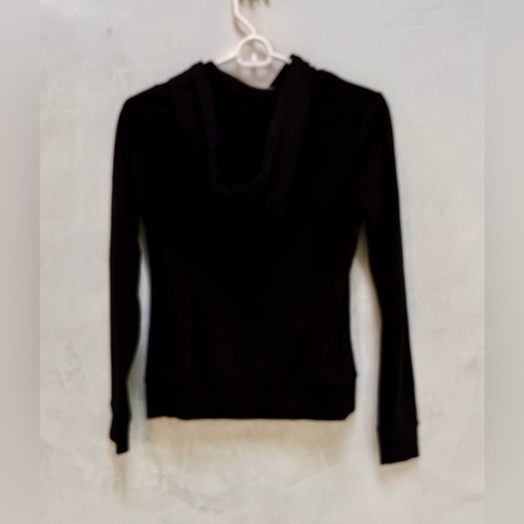 H2H Size Small Black Zipper Sweatshirt with Hood White Drawstring Tie Autumn - Picture 8 of 10